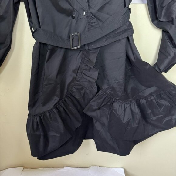 Samuel Dong Coat Dress Ruffle Collar Ruched Sleeves Shimmer Stretch Taffeta 3X - Picture 5 of 16